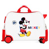 Maleta trolley ABS blanca con diseño 3D de Mickey Disney y ruedas rojas