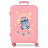 Maleta trolley rosa de Stitch Disney con cuatro ruedas