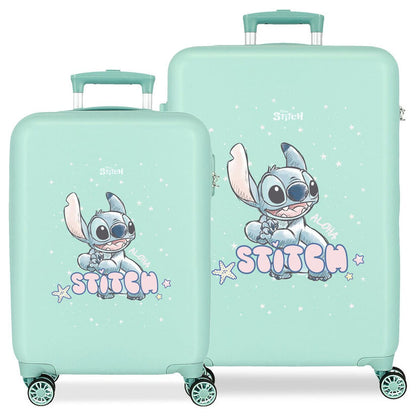 Set de dos maletas trolley Disney Stitch en verde agua