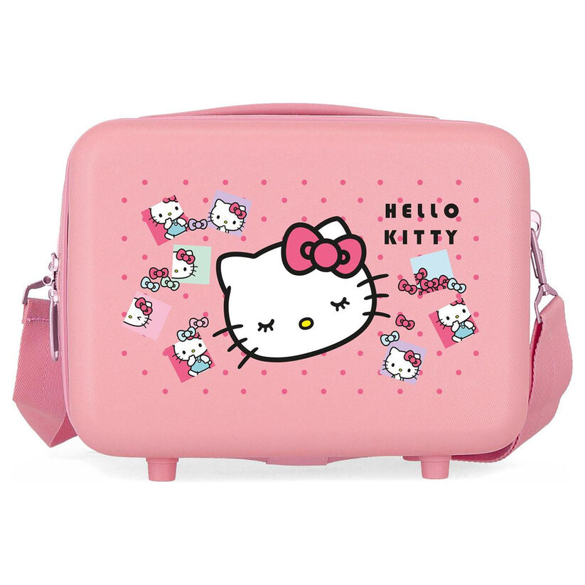 Neceser rosa de ABS Hello Kitty Bows adaptable a trolley