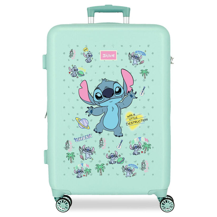 Maleta trolley ABS Stitch Disney verde menta de 65 cm