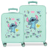Set de dos maletas trolley Stitch Disney en verde menta