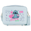Neceser rígido azul claro Stitch Disney con corazones y estrellas