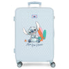 Maleta trolley azul claro de Stitch Disney con tablas de surf