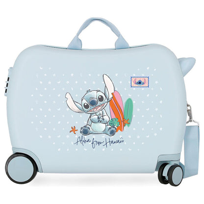Maleta trolley azul de Stitch Disney con tablas de surf