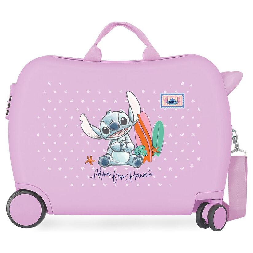Maleta trolley rosa Disney Stitch From Hawai con tablas de surf