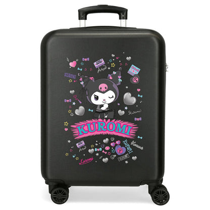 Maleta trolley negra de ABS con diseño de Kuromi Hello Kitty