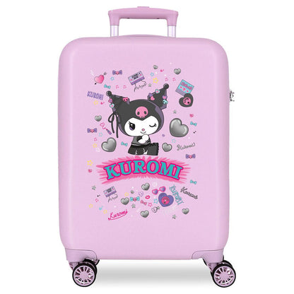 Maleta trolley rosa de Kuromi Hello Kitty con cuatro ruedas