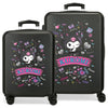 Set de dos maletas trolley negras Kuromi Hello Kitty