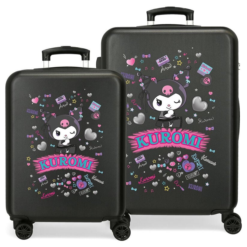 Set de dos maletas trolley negras Kuromi Hello Kitty