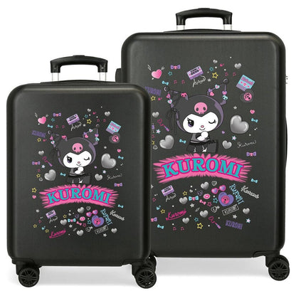 Set de dos maletas trolley negras Kuromi Hello Kitty