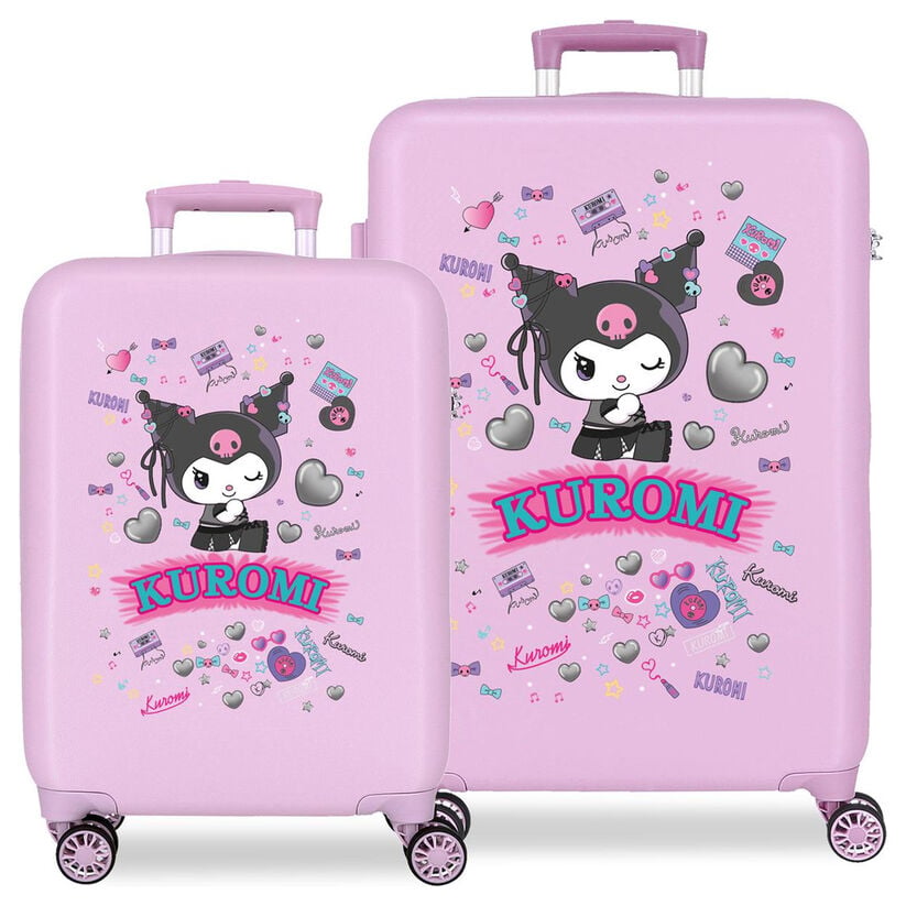 Set de dos maletas trolley rosas con diseño de Kuromi