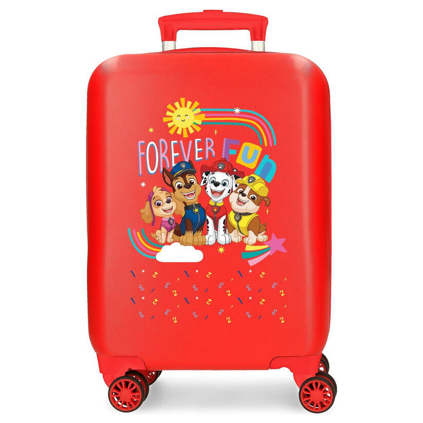 Maleta trolley roja Paw Patrol de 50 cm con cuatro ruedas dobles