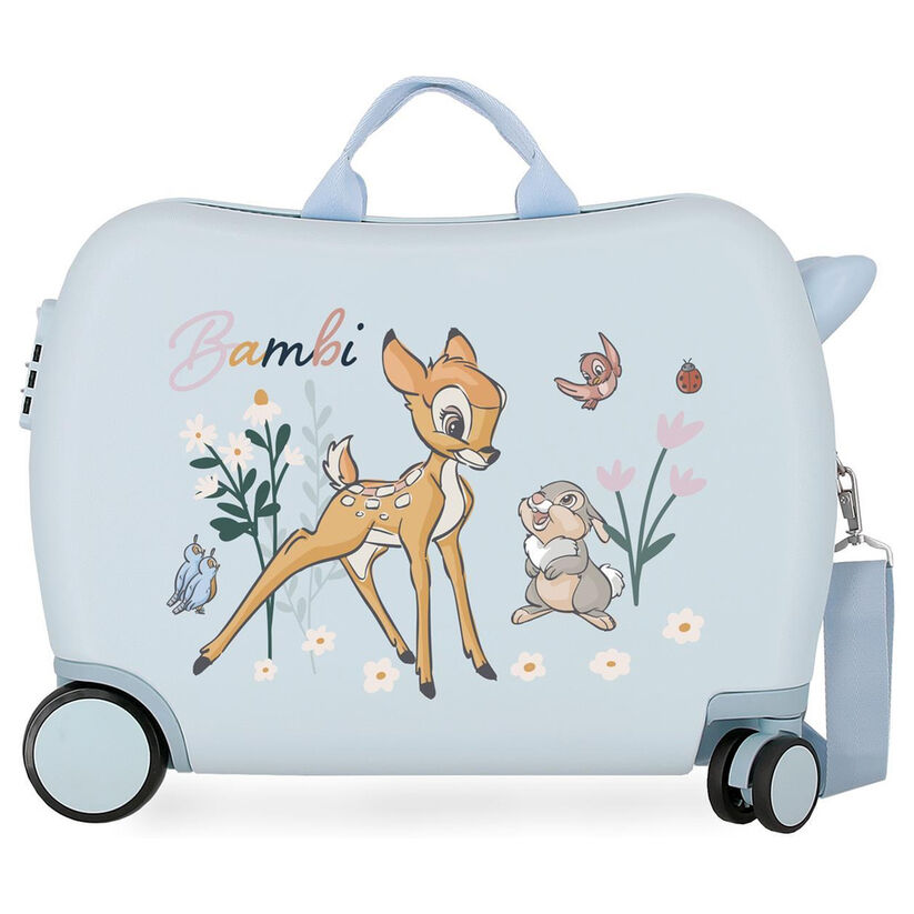 Maleta trolley azul claro de Bambi Disney con flores y cuatro ruedas - 2