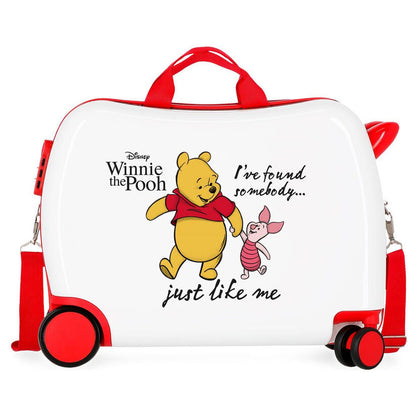 Maleta trolley blanca de Winnie the Pooh y Piglet con detalles rojos