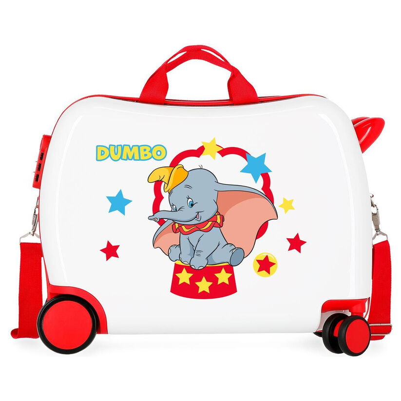 Maleta trolley ABS Disney Dumbo blanca con detalles rojos