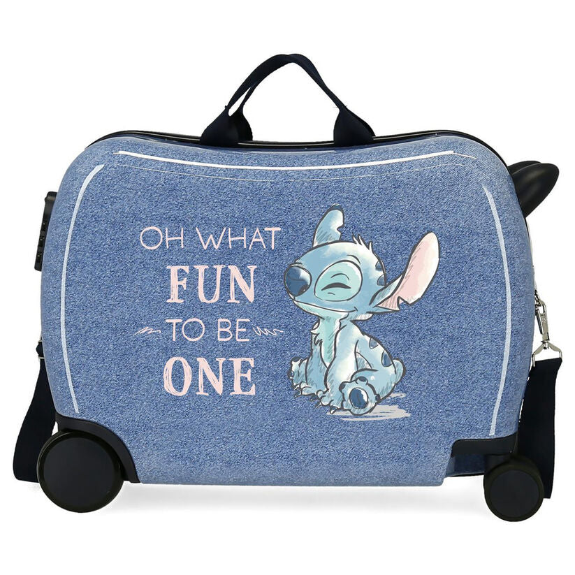 Maleta trolley azul de ABS con Stitch Disney y cuatro ruedas