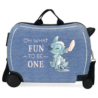 Maleta trolley azul de ABS con Stitch Disney y cuatro ruedas