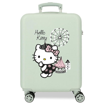 Maleta trolley ABS Hello Kitty verde claro con cuatro ruedas