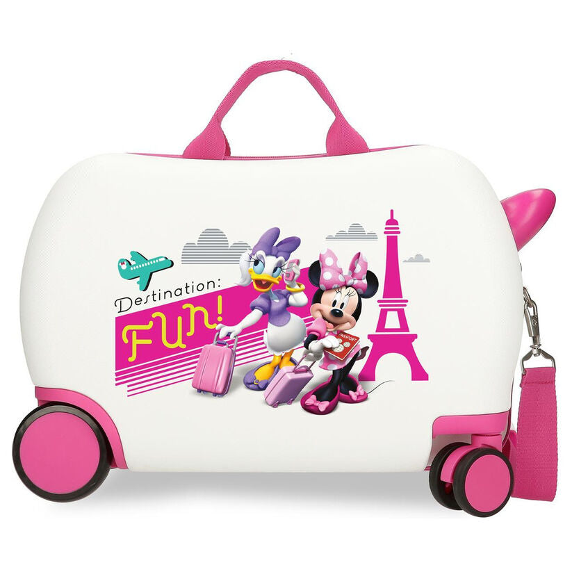 Maleta trolley ABS Disney Minnie y Daisy en blanco y rosa