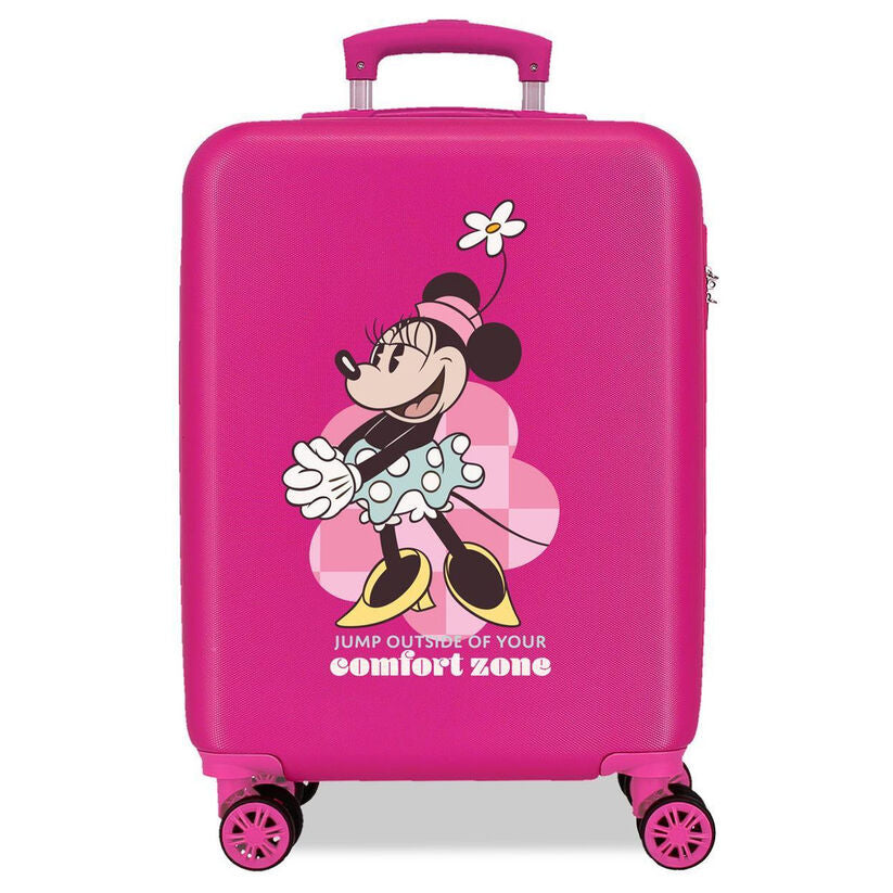 Maleta trolley rosa de ABS con Minnie Disney y cuatro ruedas dobles