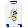 Maleta trolley ABS Mickey Disney blanca de 55 cm con ruedas azules