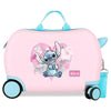 Maleta trolley rosa Disney Stitch de ABS con cuatro ruedas