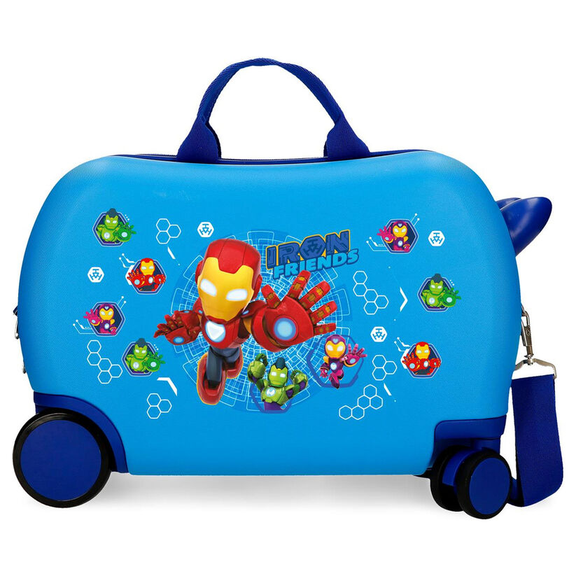 Maleta trolley azul de ABS con diseño de Iron Man y personajes Marvel