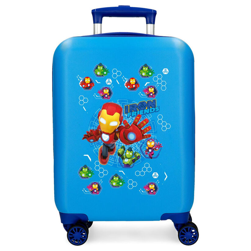Maleta trolley azul de ABS con diseño de Iron Man y personajes Marvel