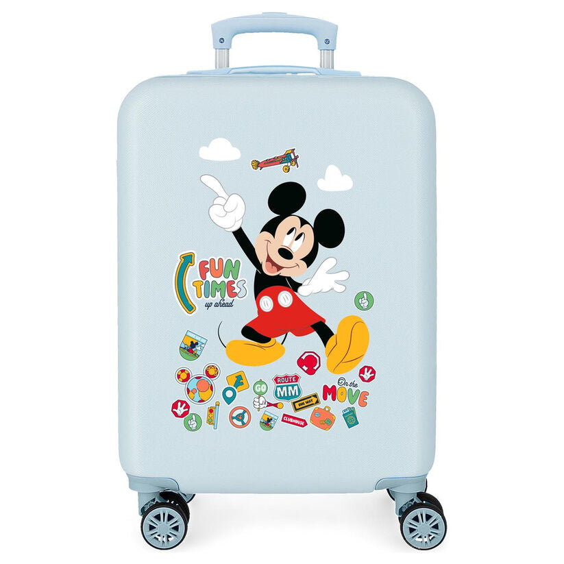 Maleta trolley azul claro de Mickey Disney con cuatro ruedas