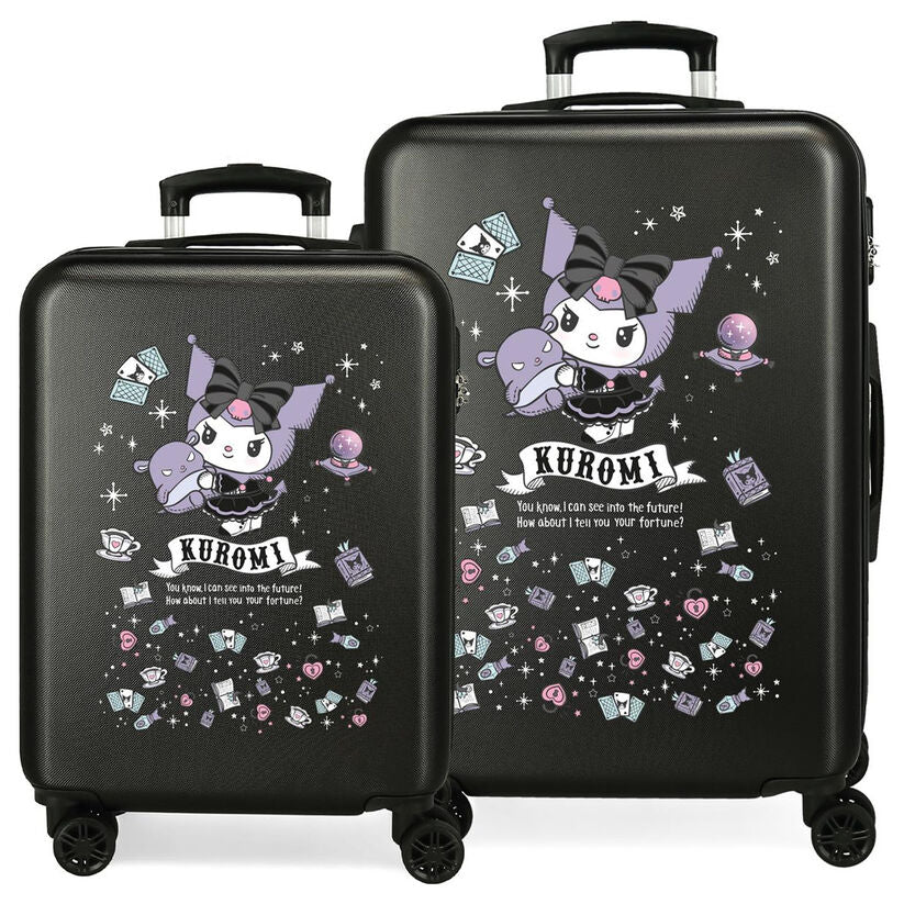 Set de dos maletas trolley negras Kuromi Hello Kitty de 55 y 65 cm