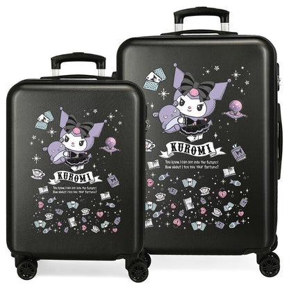 Set de dos maletas trolley negras Kuromi Hello Kitty de 55 y 65 cm