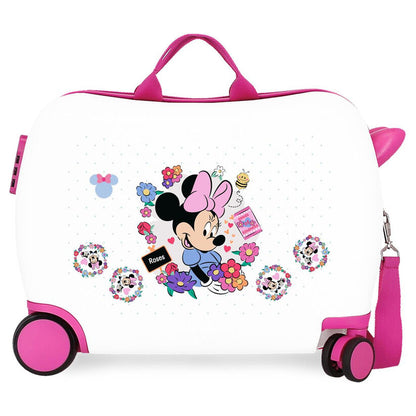 Maleta trolley ABS Flowers Minnie Disney blanca con flores y detalles rosas - 2