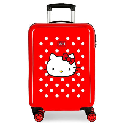 Maleta trolley roja de ABS con diseño de Hello Kitty y lunares blancos - 2