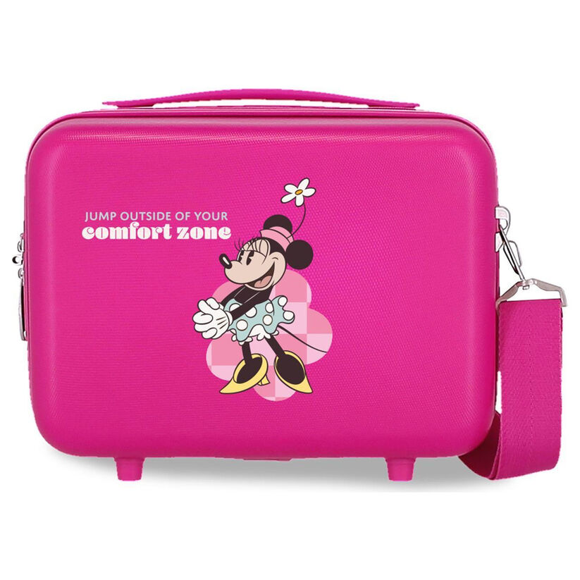Neceser fucsia de ABS con Minnie Disney, asa y correa lateral - 2