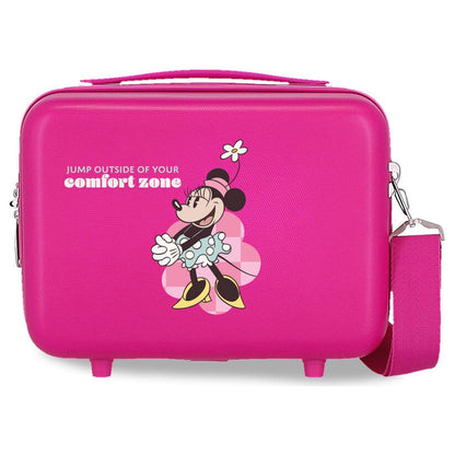 Neceser fucsia de ABS con Minnie Disney, asa y correa lateral - 2
