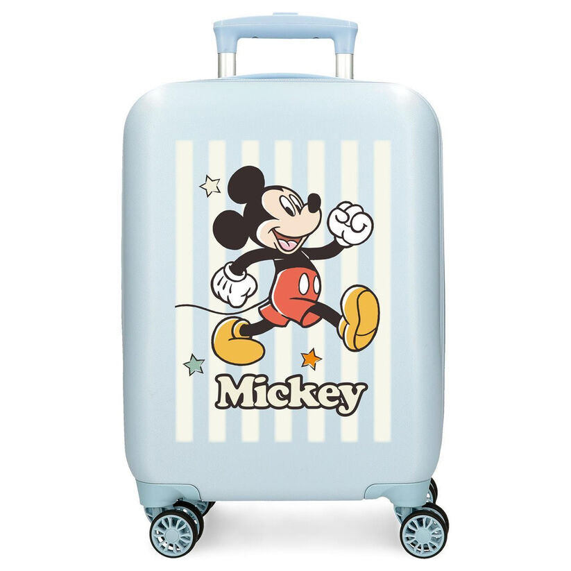 Maleta trolley azul claro de Mickey Disney con cuatro ruedas