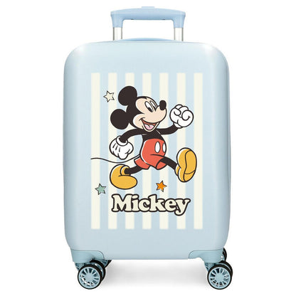 Maleta trolley azul claro de Mickey Disney con cuatro ruedas