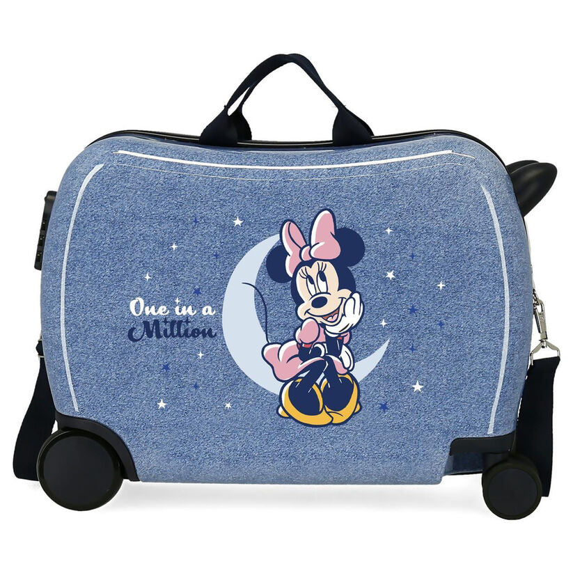 Maleta trolley azul de ABS con Minnie Disney y cuatro ruedas