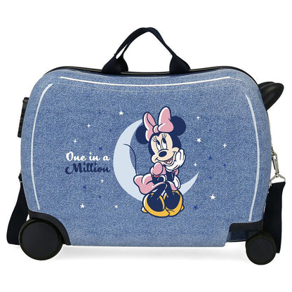Maleta trolley azul de ABS con Minnie Disney y cuatro ruedas