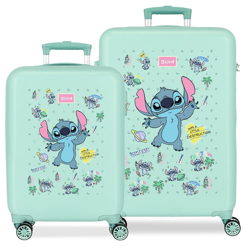 Set de dos maletas trolley Stitch Disney en verde menta - 2