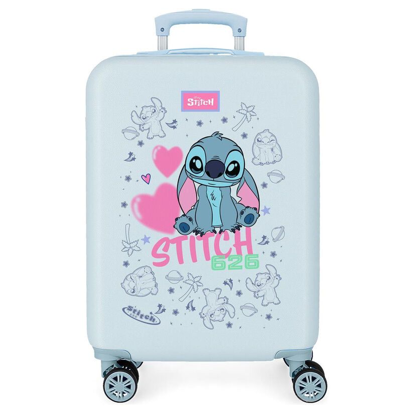 Maleta trolley azul claro Stitch Disney de 55 cm con corazones y cuatro ruedas - 2