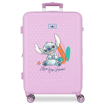 Maleta rosa From Hawai de Stitch Disney con ruedas dobles - 2
