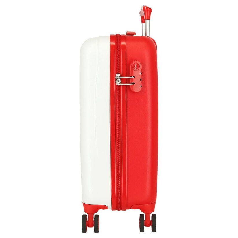 Maleta trolley blanca Happy Pets Lion con detalles rojos y ruedas dobles - 2