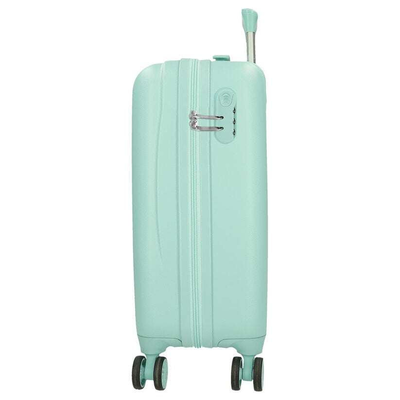 Maleta trolley ABS verde agua con diseño de búho y hojas - 2