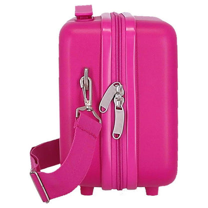 Neceser fucsia de ABS con Minnie Disney, asa y correa lateral - 3