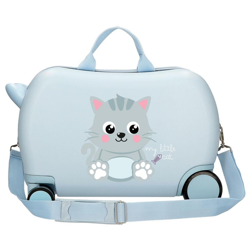 Maleta trolley ABS azul claro con diseño de gato - 3