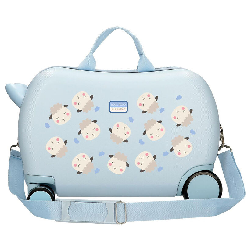 Maleta trolley ABS Baby Pets Roll Road azul claro con estampado de ovejitas - 3