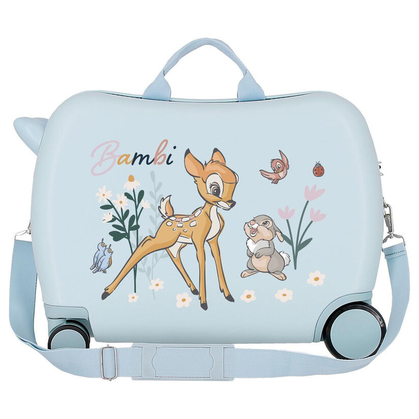Maleta trolley azul claro de Bambi Disney con flores y cuatro ruedas - 5