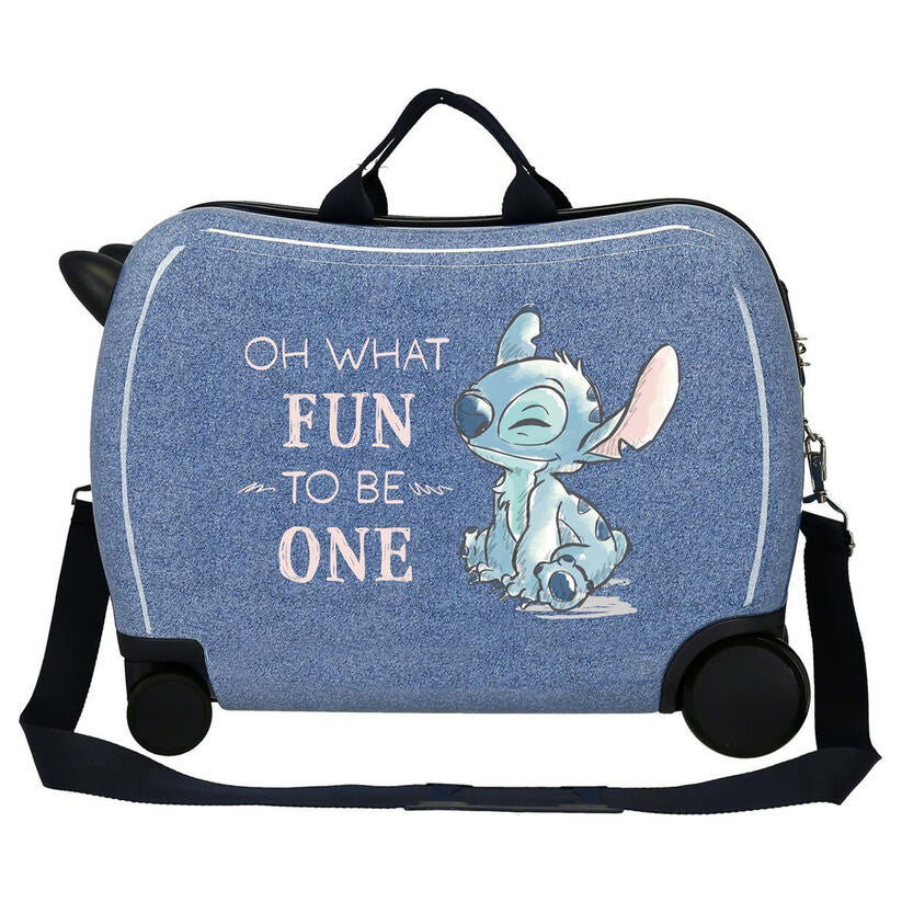 Maleta trolley azul de ABS con Stitch Disney y cuatro ruedas - 4